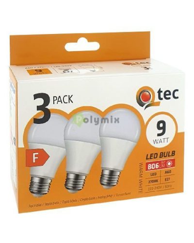 9W-E27 A60 LED izzó 2700K 3db/csomag