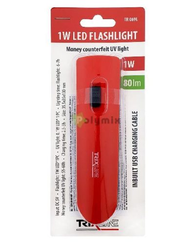 LED tölthető lámpa UV fénnyel - piros