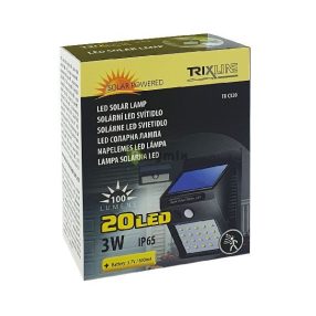  Mozgásérzékelős fali napelemes kültéri világítás 3W 20 LED IP65