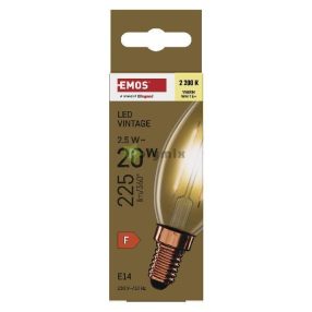   LED izzó Vintage gyertya / E14 / 2,5 W (20 W) / 225 lm / Meleg fehér