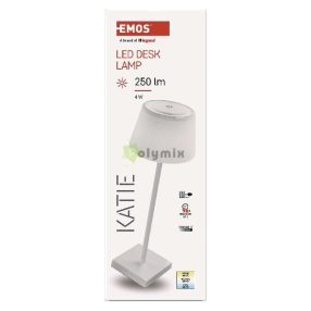 EMOS Katie LED asztali lámpa, újratölthető, fehér