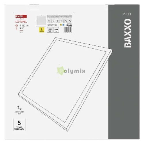 LED panel BAXXO beépíthetö 36W 4320lm IP20 természetes fehér