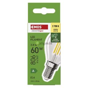 LED FLM MINI GL 3,8W(60W) 806lm E14 WW A CLASS
