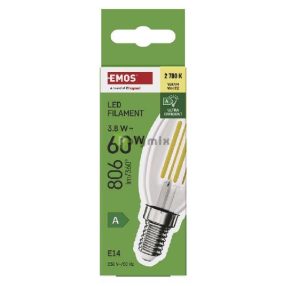 LED FLM CANDLE 3,8W(60W) 806lm E14 WW A CLASS