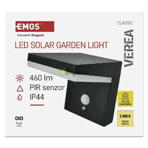 LED napelemes kerti fali lámpa VEREA szürkületérzékelővel, 10,7 x 15,4 x 13 cm