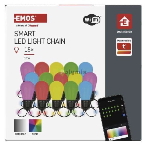 GoSmart LED fényfüzér – 15× parti izzók, 15 m, kültéri és beltéri, RGBIC WiFi