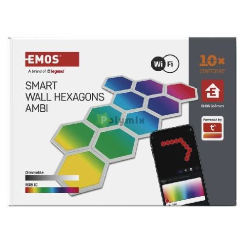 GoSmart LED-es lámpatest Hexagon, indító készlet, 10 rész, 19 W, RGBIC dimmelhető, WiFi