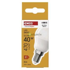 LED BASIC MINI GLOBE 5,5W(40W) 470lm E14 NW 