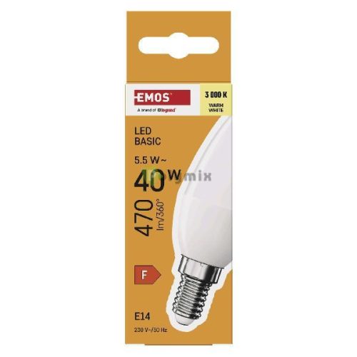 LED izzó Basic gyertya / E14 / 5,5 W (40 W) / 470 lm / Meleg fehér