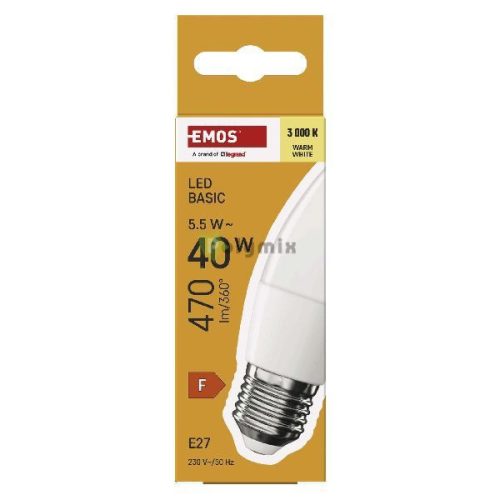 LED izzó Basic gyertya / E27 / 5,5 W (40 W) / 470 lm / Meleg fehér