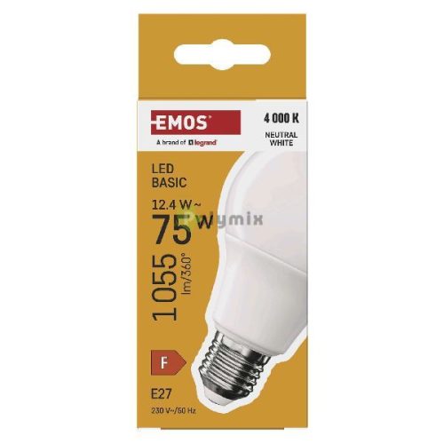 LED izzó Basic A60 / E27 / 12,4 W (75 W) / 1055 lm / Természetes fehér