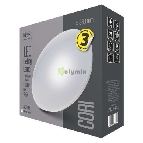 Cori LED mennyezeti lámpa kör 18W IP44 4000 K mozgásérzékelővel