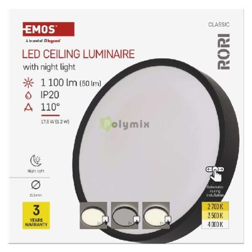 LED CEILING ROUND LUMINAIRE 17W 1100LM IP20 CCT B