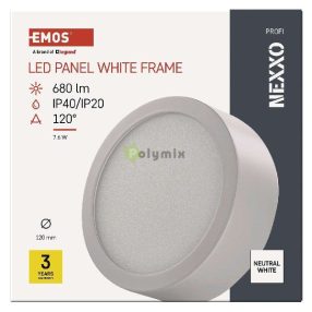   LED felületi lámpatest NEXXO, kerek, fehér, 7,6W, Természetes fehér