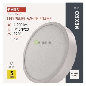   LED-es felületi lámpatest NEXXO, kerek, fehér, 21W, semleges fehér