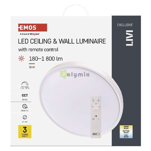 LED lámpatest LIVI 40 cm, 30 W, hideg-meleg fehér, távirányítóval szabályozható, dimmelhet