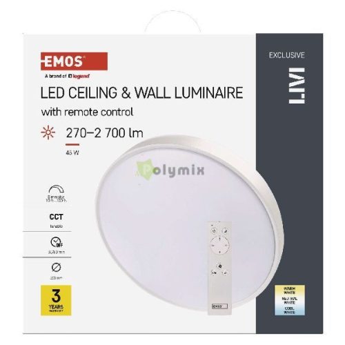 LED lámpatest LIVI 50 cm, 45 W, hideg-meleg fehér, távirányítóval szabályozható, dimmelhet
