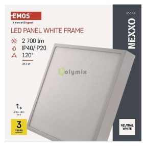   LED felületi lámpatest NEXXO, négyzet, fehér, 28,5W,Természetes fehér