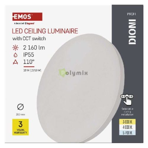 LED CEILING ROUND LUM. DIONI 18W 2160LM IP55 CCT