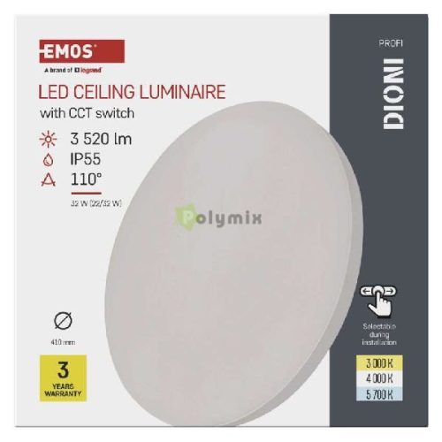 LED CEILING ROUND LUM. DIONI 32W 3520LM IP55 CCT 