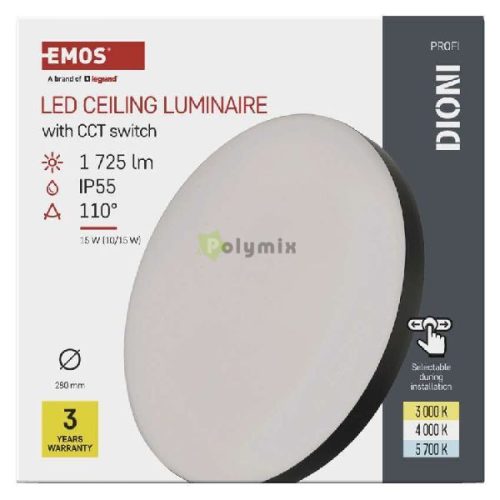 LED CEILING ROUND LUM. DIONI 15W 1725LM IP55 CCT 