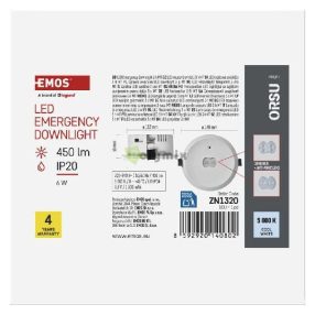 LED vészvilágító lámpatest ORSU 6W 450 lm 3 óra