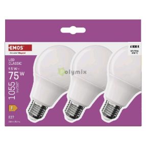   LED izzó Classic A60 / E27 / 9,5 W (75 W) / 1055 lm / Természetes fehér