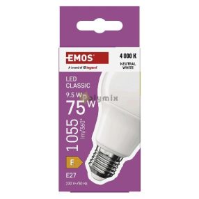   LED izzó Classic A60 / E27 / 9,5 W (75 W) / 1055 lm / Természetes fehér