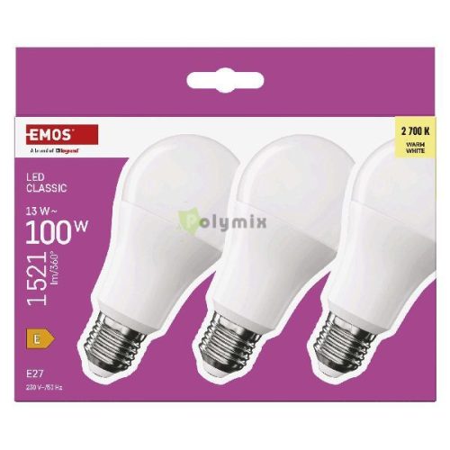 LED izzó Classic A60 / E27 / 13 W (100 W) / 1521 lm / Meleg fehér