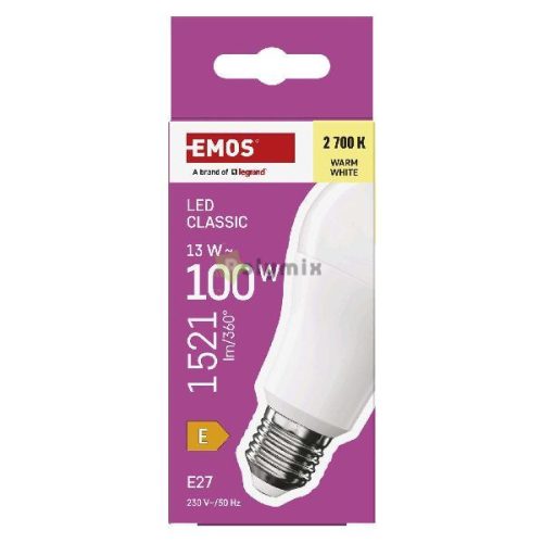 LED izzó Classic A60 / E27 / 13 W (100 W) / 1521 lm / Meleg fehér