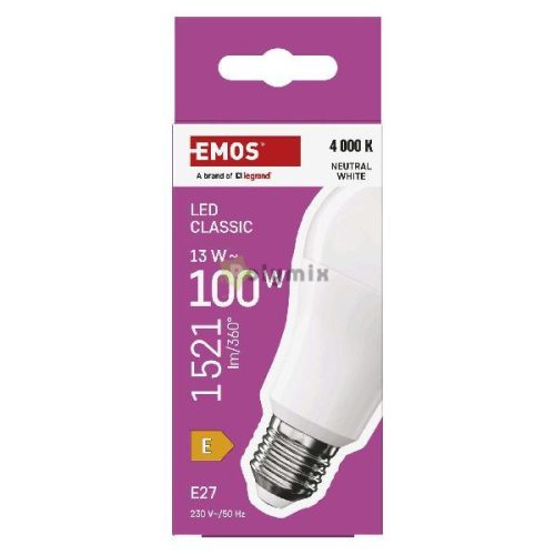 LED izzó Classic A60 / E27 / 13 W (100 W) / 1521 lm / Természetes fehér