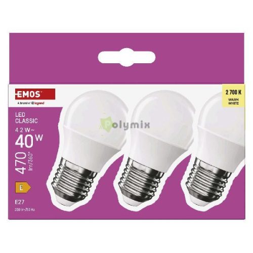 LED izzó Classic Mini Globe / E27 / 4,2 W (40 W) / 470 lm / Meleg fehér