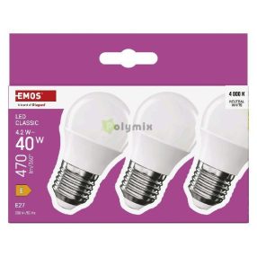   LED izzó Classic Mini Globe / E27 / 4,2 W (40 W) / 470 lm / Természetes fehér