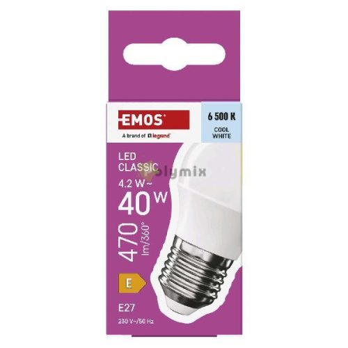 LED izzó Classic Mini Globe / E27 / 4,2 W (40 W) / 470 lm / Hideg fehér