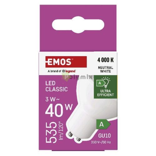 LED izzó Classic MR16 A CLASS/ GU10 / 3 W (40 W) / 535 lm / Természetes fehér