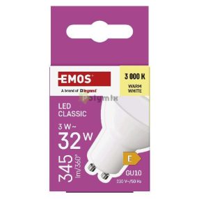   LED izzó Classic MR16 fehér/ GU10 / 3 W (32 W) / 345 lm / Meleg fehér