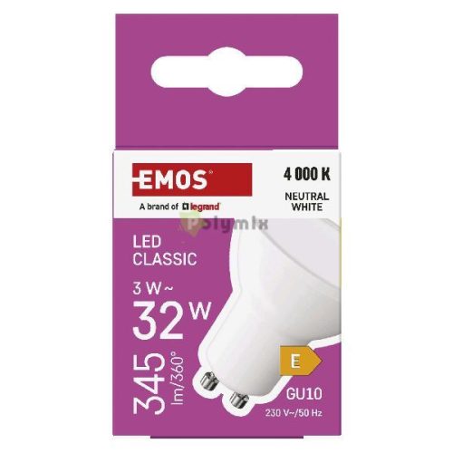 LED izzó Classic MR16 fehér/ GU10 / 3 W (32 W) / 345 lm / Természetes fehér