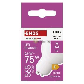   LED izzó Classic MR16 / GU10 / 5,8 W (75 W) / 565 lm / Természetes fehér