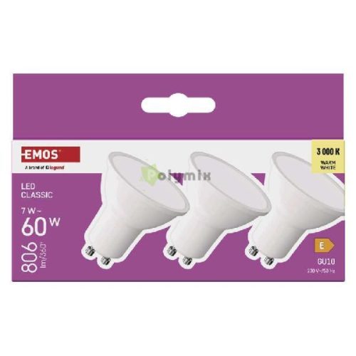 LED izzó Classic MR16 / GU10 / 7 W  (60 W) / 806 lm / Meleg fehér