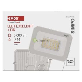LED REFLEKTOR SIMPO 30W 3000LM IP44 NW PIR B