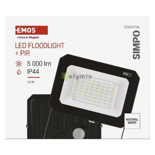 LED reflektor SIMPO PIR 50 W természetes fehér