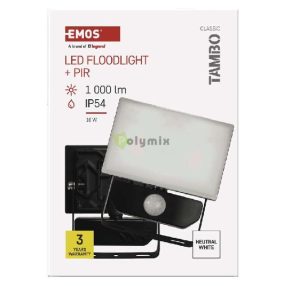   LED-es reflektor TAMBO mozgásérzékelővel, 10 W, 1000 lm, fekete