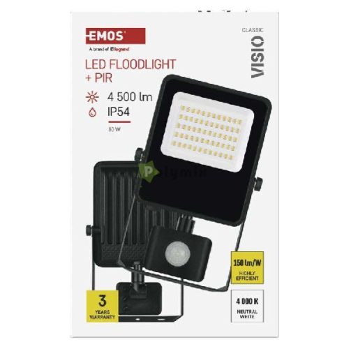 VISIO LED reflektor 30 W mozgásérzékelővel IP54 term. fehér