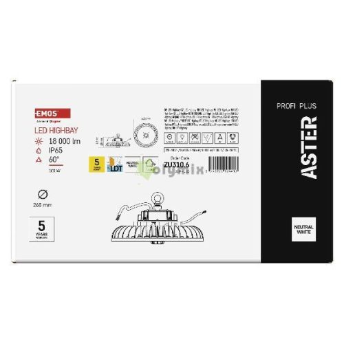 EMOS LED HIGHBAY ipari mennyezeti lámpa ASTER 100W IP65 60°