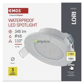LED reflektor LORI fehér, kerek, 4,5W CCT